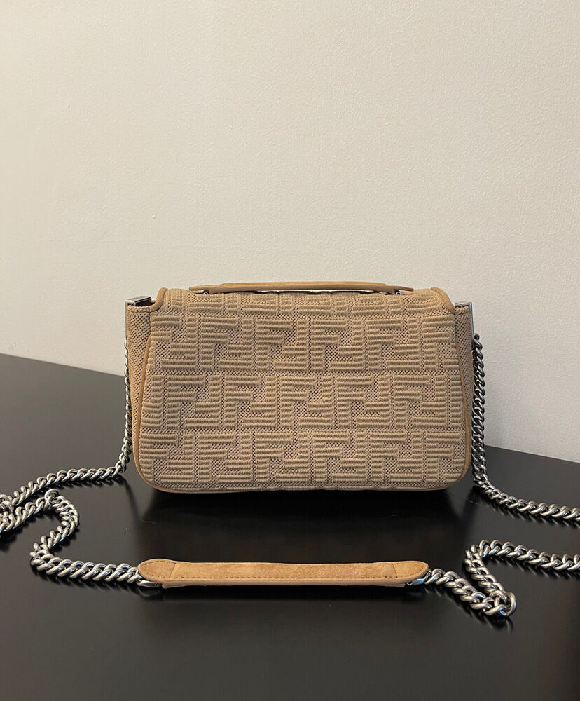 Fendi Midi Baguette Chain Handbag 8BR793 Light Coffee